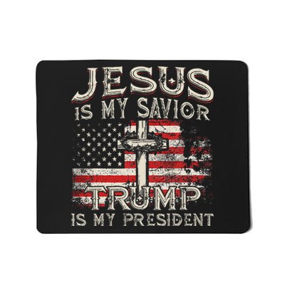 Jesus Is My Savior Trump Is My President American Flag Mousepad