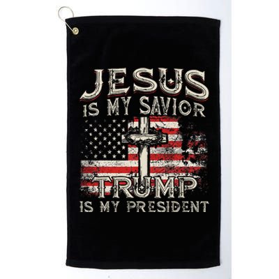 Jesus Is My Savior Trump Is My President American Flag Platinum Collection Golf Towel