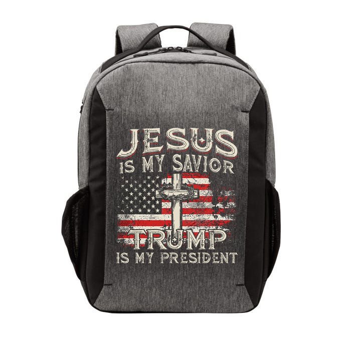 Jesus Is My Savior Trump Is My President American Flag Vector Backpack
