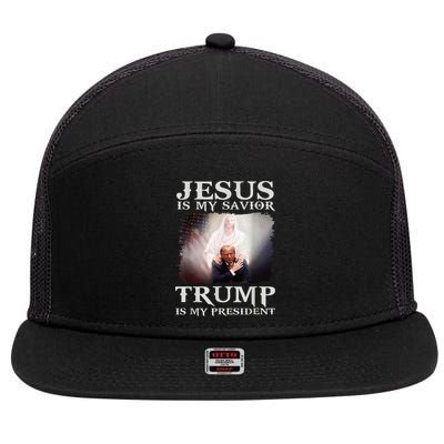 Jesus Is My Savior Trump Is My President 7 Panel Mesh Trucker Snapback Hat