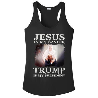 Jesus Is My Savior Trump Is My President Ladies PosiCharge Competitor Racerback Tank