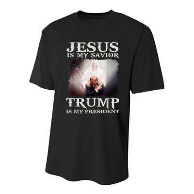 Jesus Is My Savior Trump Is My President Youth Performance Sprint T-Shirt