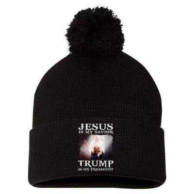 Jesus Is My Savior Trump Is My President Pom Pom 12in Knit Beanie