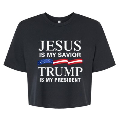 Jesus Is My Savior Trump Is My President Bella+Canvas Jersey Crop Tee