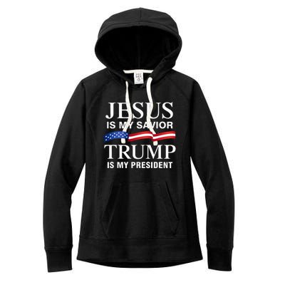 Jesus Is My Savior Trump Is My President Women's Fleece Hoodie