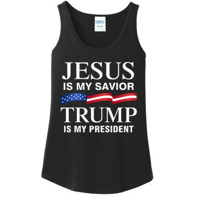 Jesus Is My Savior Trump Is My President Ladies Essential Tank