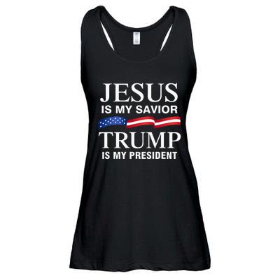 Jesus Is My Savior Trump Is My President Ladies Essential Flowy Tank