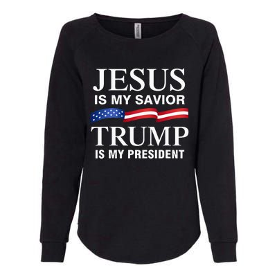 Jesus Is My Savior Trump Is My President Womens California Wash Sweatshirt