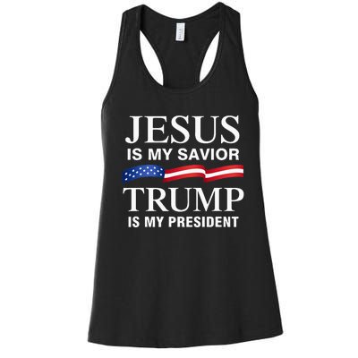 Jesus Is My Savior Trump Is My President Women's Racerback Tank