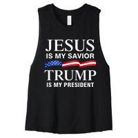 Jesus Is My Savior Trump Is My President Women's Racerback Cropped Tank