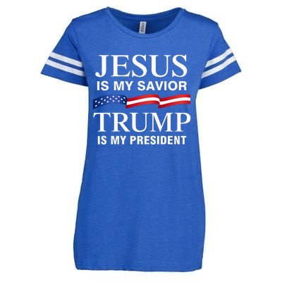 Jesus Is My Savior Trump Is My President Enza Ladies Jersey Football T-Shirt