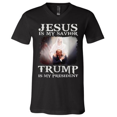 Jesus Is My Savior Trump Is My President V-Neck T-Shirt