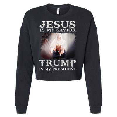 Jesus Is My Savior Trump Is My President Cropped Pullover Crew