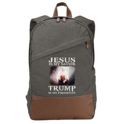 Jesus Is My Savior Trump Is My President Cotton Canvas Backpack