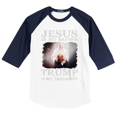 Jesus Is My Savior Trump Is My President Baseball Sleeve Shirt