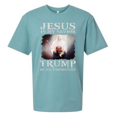 Jesus Is My Savior Trump Is My President Sueded Cloud Jersey T-Shirt