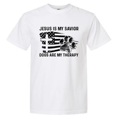 Jesus Is My Savior Dogs Are My Therapy Thanksgiving Day Garment-Dyed Heavyweight T-Shirt