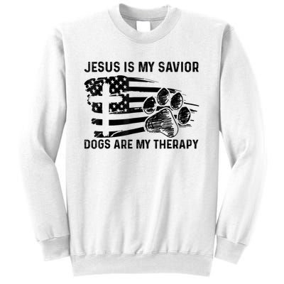 Jesus Is My Savior Dogs Are My Therapy Thanksgiving Day Sweatshirt