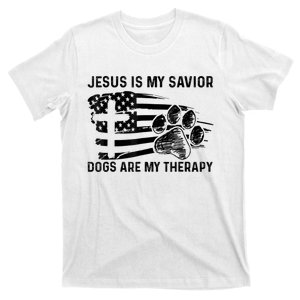 Jesus Is My Savior Dogs Are My Therapy Thanksgiving Day T-Shirt