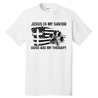 Jesus Is My Savior Dogs Are My Therapy Thanksgiving Day Tall T-Shirt