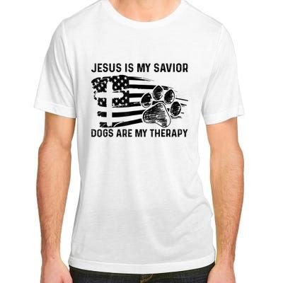 Jesus Is My Savior Dogs Are My Therapy Thanksgiving Day Adult ChromaSoft Performance T-Shirt