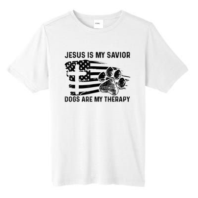 Jesus Is My Savior Dogs Are My Therapy Thanksgiving Day Tall Fusion ChromaSoft Performance T-Shirt