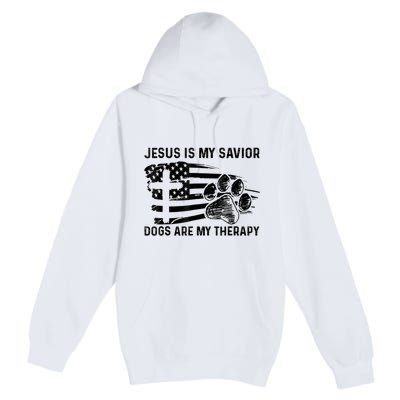 Jesus Is My Savior Dogs Are My Therapy Thanksgiving Day Premium Pullover Hoodie