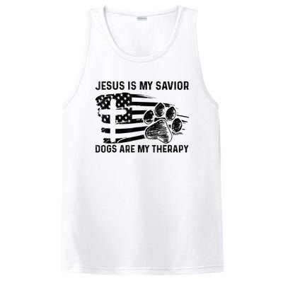 Jesus Is My Savior Dogs Are My Therapy Thanksgiving Day PosiCharge Competitor Tank