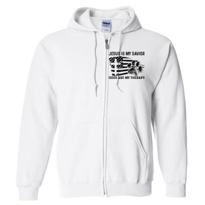 Jesus Is My Savior Dogs Are My Therapy Thanksgiving Day Full Zip Hoodie