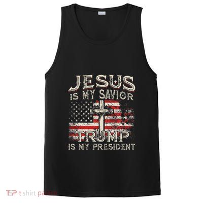 Jesus Is My Savior Trump Is My President American Flag PosiCharge Competitor Tank