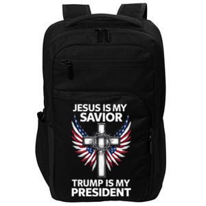 Jesus Is My Savior Trump Is My President Us Flag Patriot Gift Impact Tech Backpack