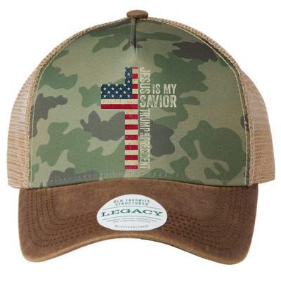 Jesus Is My Savior Trump Is My President Trump 2024 Maga Legacy Tie Dye Trucker Hat