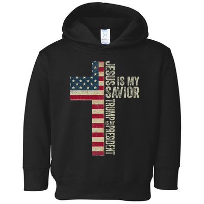 Jesus Is My Savior Trump Is My President Trump 2024 Maga Toddler Hoodie