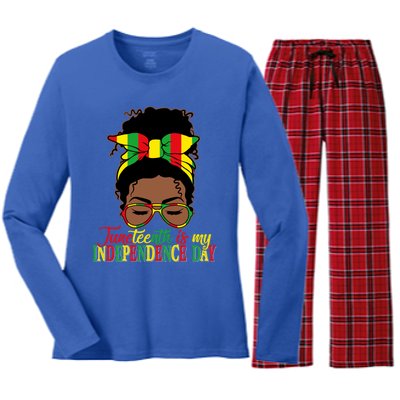 Juneteenth Is My Independence Freedom Day Independence Gift Women's Long Sleeve Flannel Pajama Set 