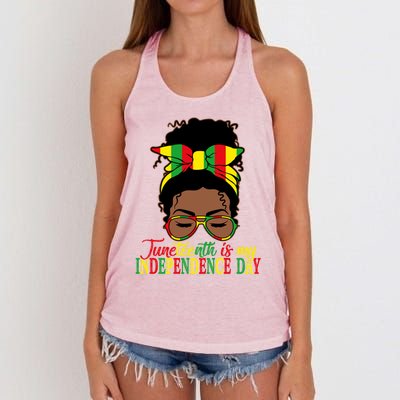 Juneteenth Is My Independence Freedom Day Independence Gift Women's Knotted Racerback Tank