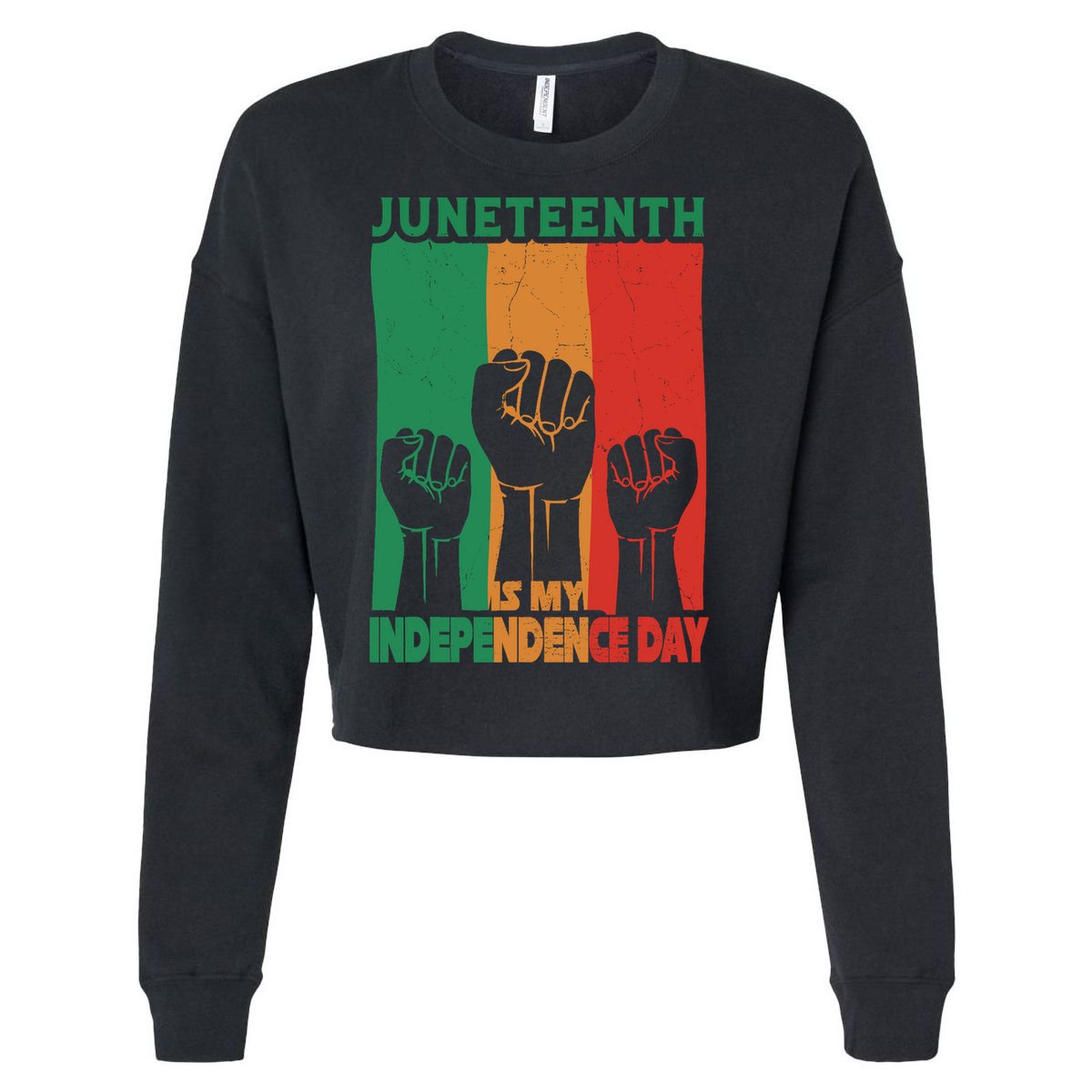 Juneteenth Is My Independence Day Black Queen King Cute Girl Cropped Pullover Crew