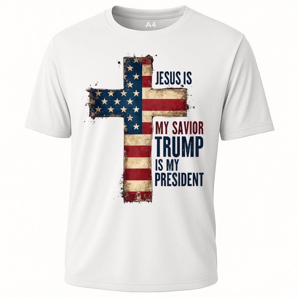 Jesus Is My Savior Trump Is My President Trump 2024 Maga Cooling Performance Crew T-Shirt