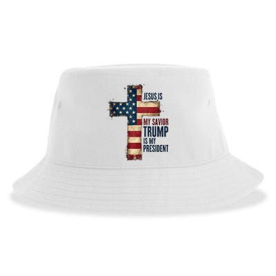 Jesus Is My Savior Trump Is My President Trump 2024 Maga Sustainable Bucket Hat