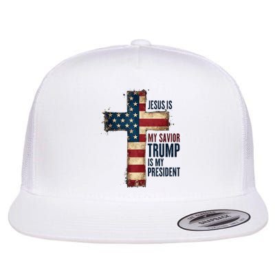 Jesus Is My Savior Trump Is My President Trump 2024 Maga Flat Bill Trucker Hat