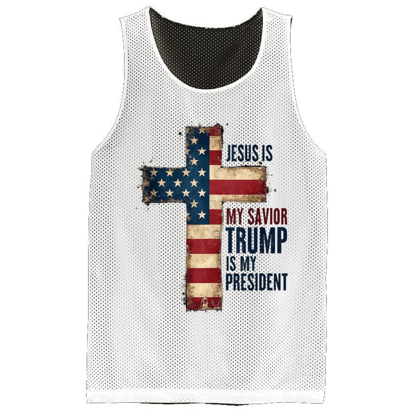 Jesus Is My Savior Trump Is My President Trump 2024 Maga Mesh Reversible Basketball Jersey Tank