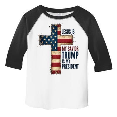 Jesus Is My Savior Trump Is My President Trump 2024 Maga Toddler Fine Jersey T-Shirt