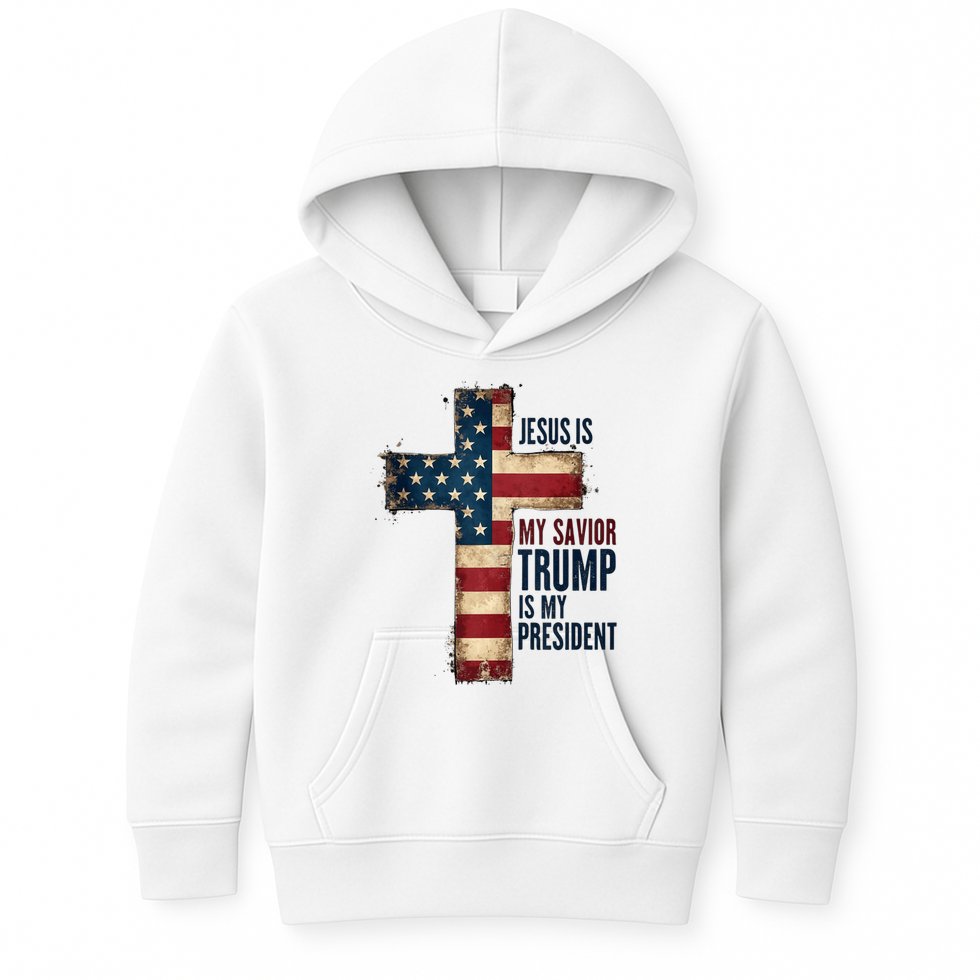 Jesus Is My Savior Trump Is My President Trump 2024 Maga Kids Hoodie