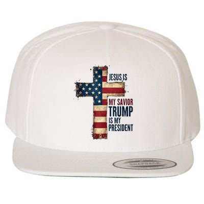 Jesus Is My Savior Trump Is My President Trump 2024 Maga Wool Snapback Cap