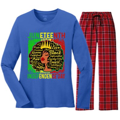 Juneteenth Is My Independence Blm Black History Gift Women's Long Sleeve Flannel Pajama Set 