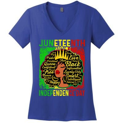 Juneteenth Is My Independence Blm Black History Gift Women's V-Neck T-Shirt