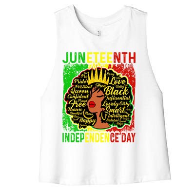 Juneteenth Is My Independence Blm Black History Gift Women's Racerback Cropped Tank