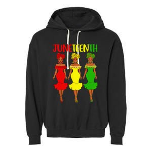 Juneteenth Is My Independence Day Afro Melanin Black Women Garment-Dyed Fleece Hoodie