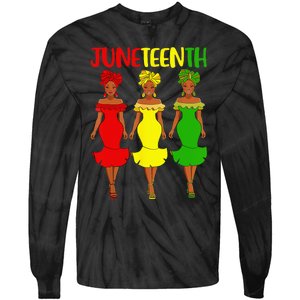 Juneteenth Is My Independence Day Afro Melanin Black Women Tie-Dye Long Sleeve Shirt