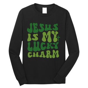 Jesus Is My Lucky Charm Groovy Christian St Patricks Day Long Sleeve Shirt