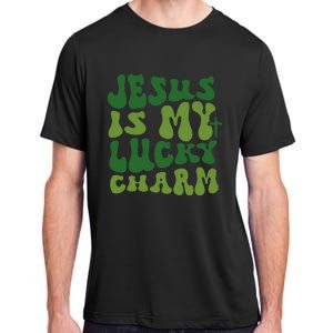 Jesus Is My Lucky Charm Groovy Christian St Patricks Day Adult ChromaSoft Performance T-Shirt